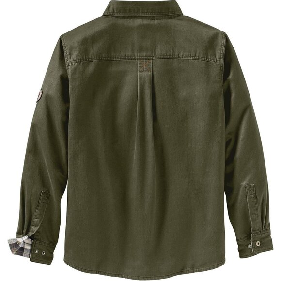 Mens Dark Army Whitetails Flannel Lined Shirt Jacket Waxed Cotton Water Resis - Picture 3 of 7